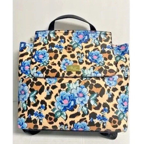 Betsey Johnson Handbags - Luv Betsey by Betsey Johnson "Zooey" Ocelot Blue Flowers Flap Backpack